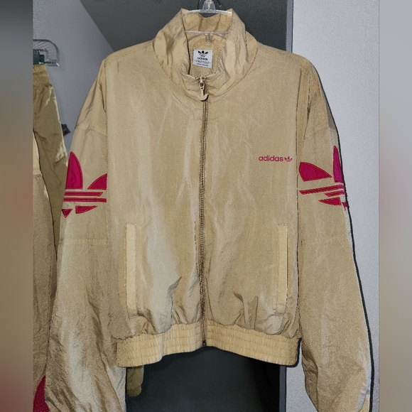 Adidas Originals Shatter Trefoil Sheer Woven Cuffed Track Top & Pants, XL - Picture 4 of 7